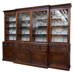 Mahogany Chippendale Period Breakfront Bookcase 12