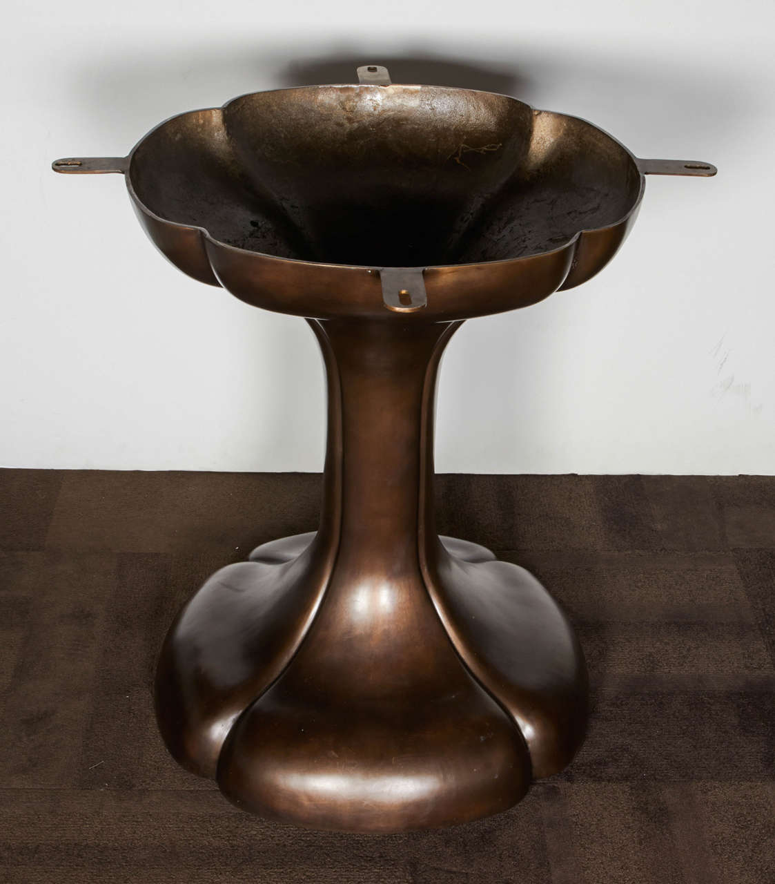 Art Nouveau Style Round Dining Table with Bronze Pedestal Base In Excellent Condition In Fort Lauderdale, FL