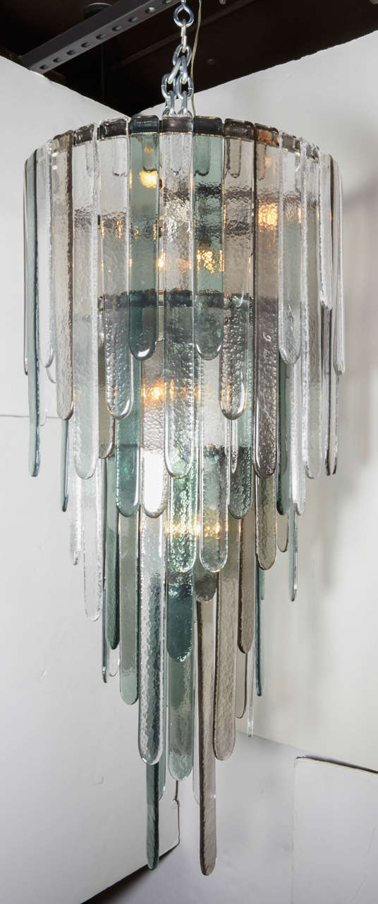 Mid-Century Modern Monunmental Murano Glass Chandelier Designed by Mazzega