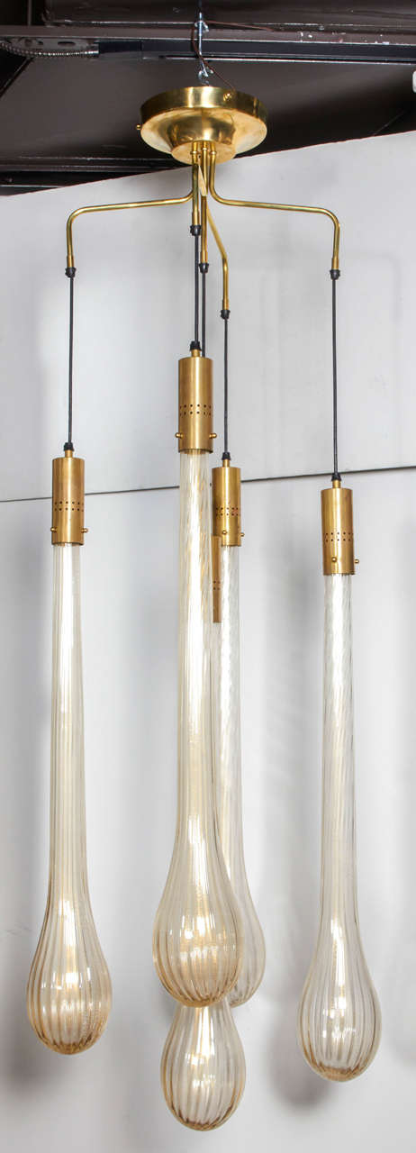 20th Century Rare Long Drop Chandelier Designed by Barovier e Toso
