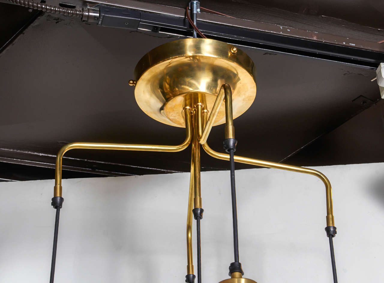 Brass Rare Long Drop Chandelier Designed by Barovier e Toso