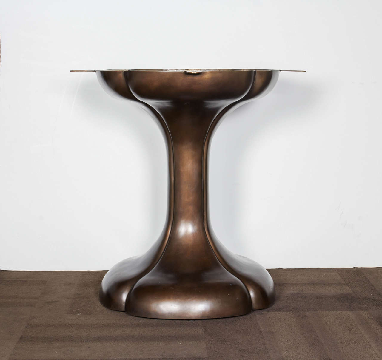 Art Nouveau Style Round Dining Table with Bronze Pedestal Base at