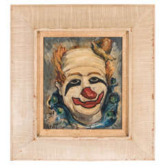 Midcentury Painting of a Clown by Artist Philip Kran Paval