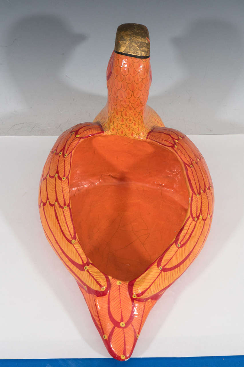Painted Midcentury Papier Mâché Duck Planter by Sergio Bustamante