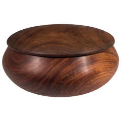 A Late 20th Century Koa Wood Bowl with Lid by Dan Cunningham