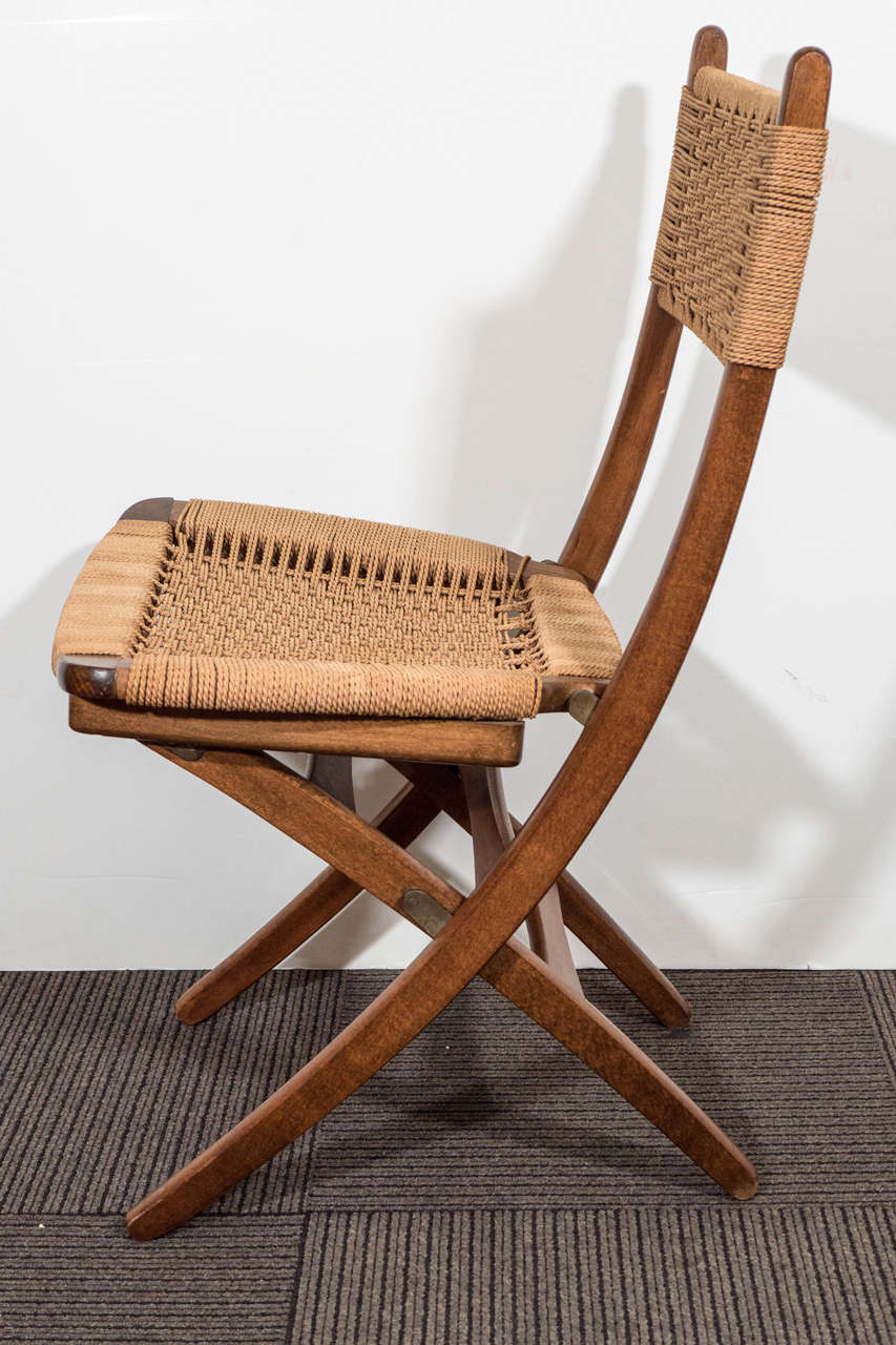 20th Century Set of Four Midcentury Folding Chairs in the Style of Hans Wegner