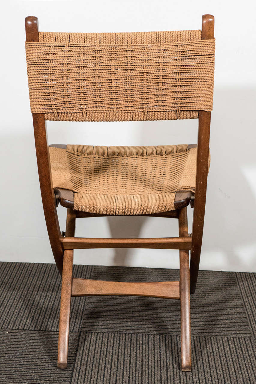 Set of Four Midcentury Folding Chairs in the Style of Hans Wegner 1