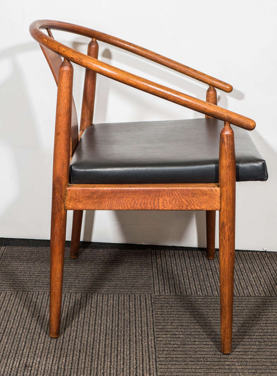 Fritz Hansen Armchair with Faux Leather Seat In Excellent Condition In New York, NY