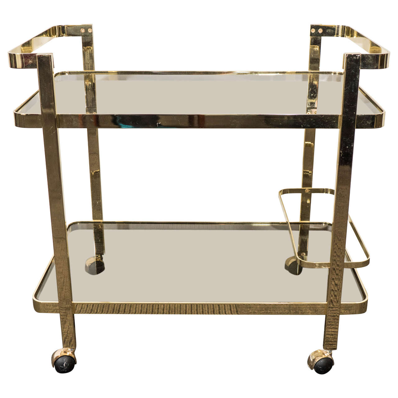 A Midcentury Two-Tier Brass Bar Cart