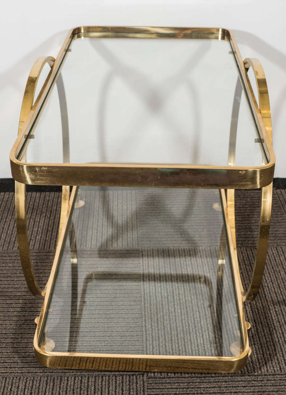 Midcentury Italian Two-Tier Brass Serving or Side Table 1