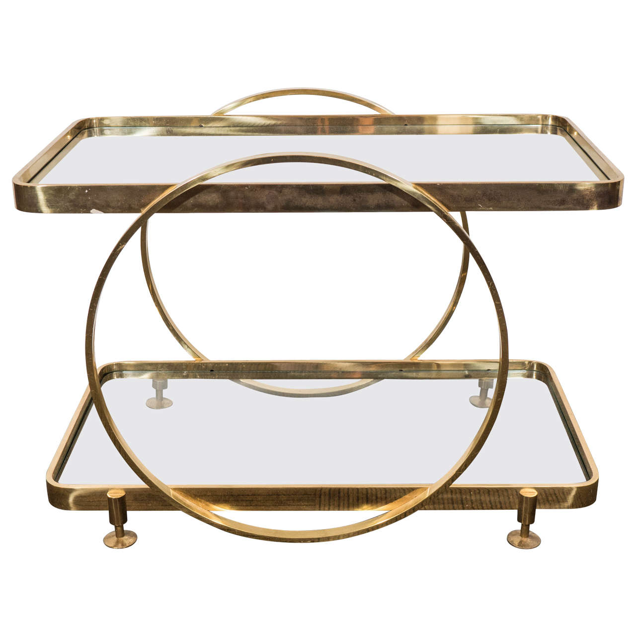 Midcentury Italian Two-Tier Brass Serving or Side Table
