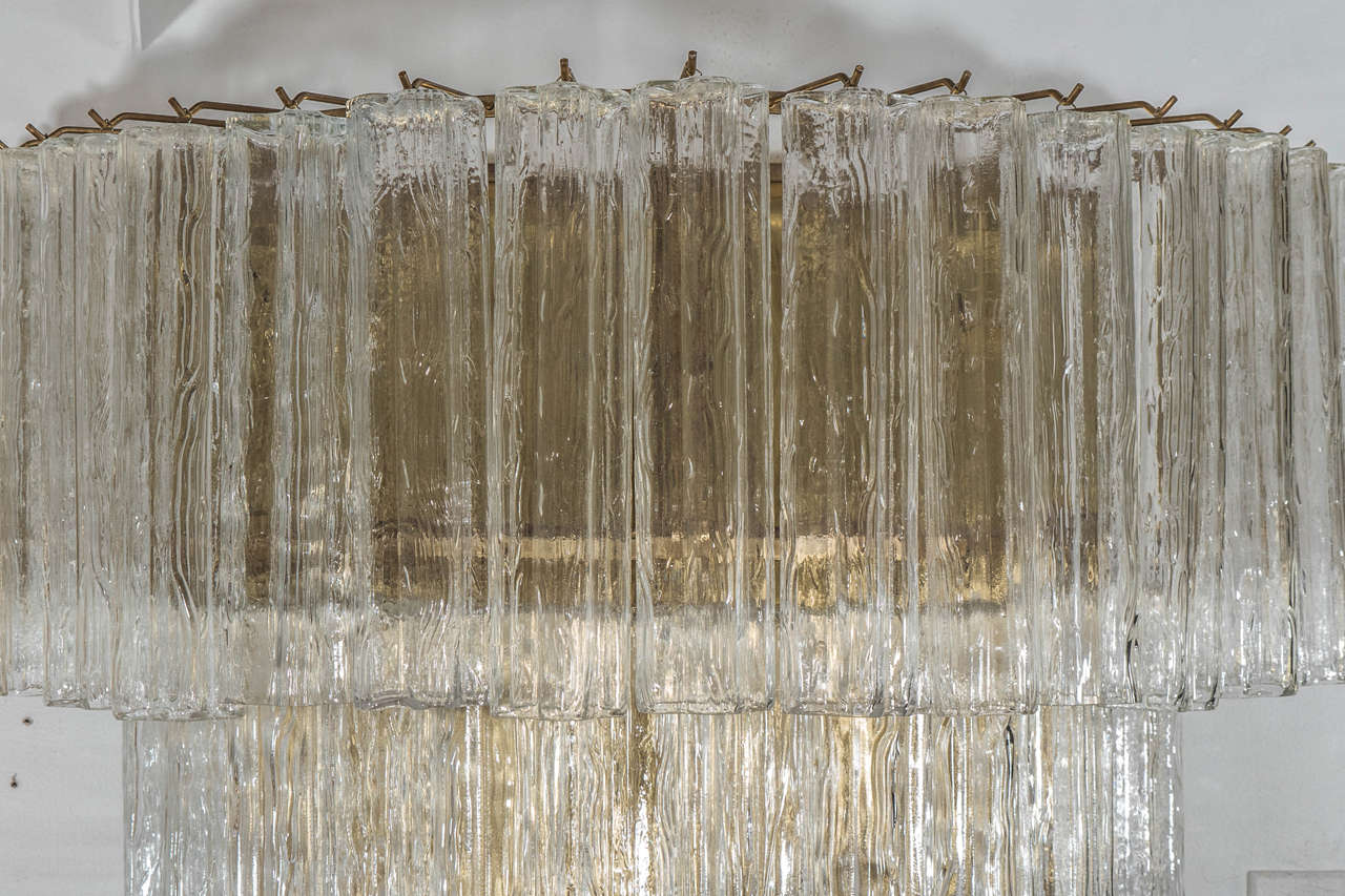 Modern Amazing Pair of Venini Monumental Triple Tier Tronchi Murano Glass Sconces For Sale