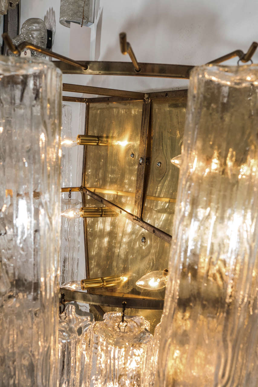 Amazing Pair of Venini Monumental Triple Tier Tronchi Murano Glass Sconces For Sale 3
