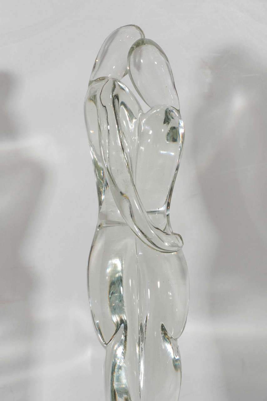 Expressionist A Midcentury Murano Glass Sculpture of a Couple Embracing Inspired by Seguso