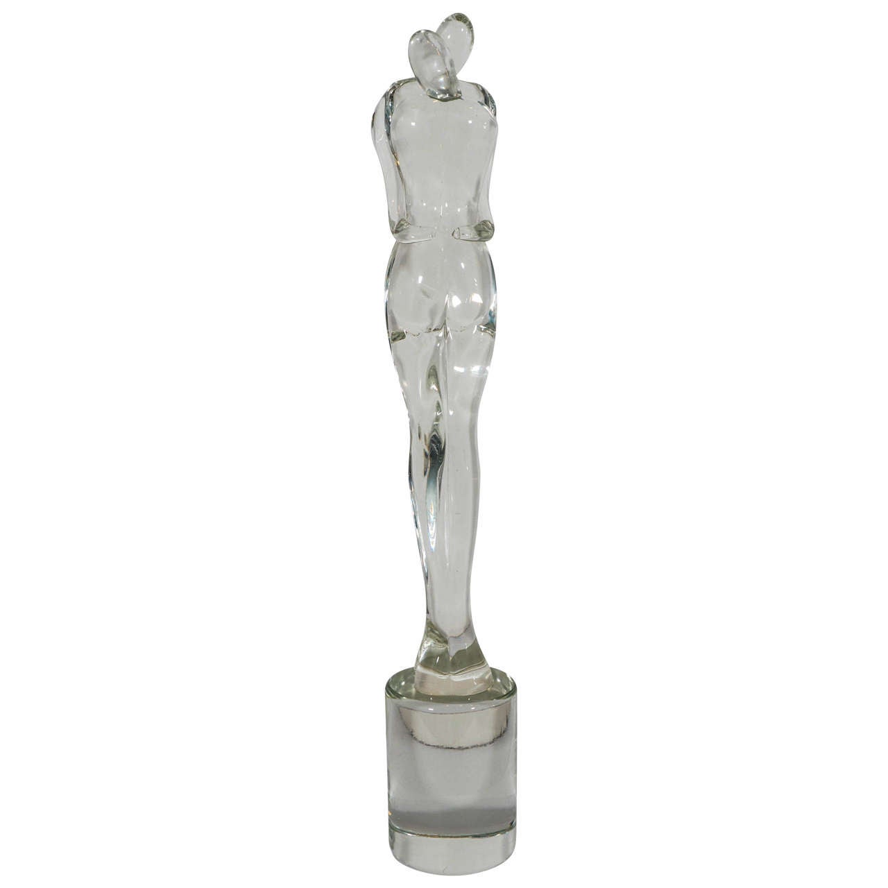 A Midcentury Murano Glass Sculpture of a Couple Embracing Inspired by Seguso