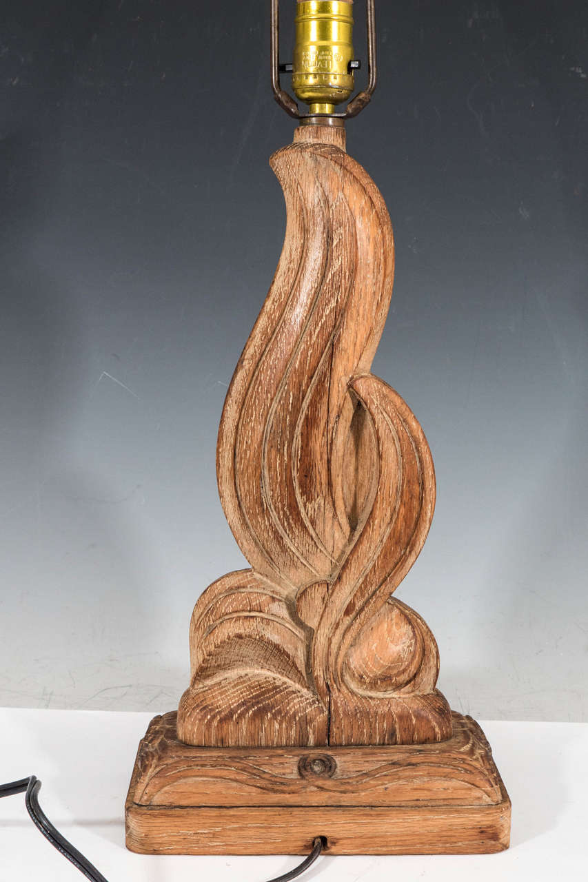 Heifetz Style Carved Wood Table Lamp 3