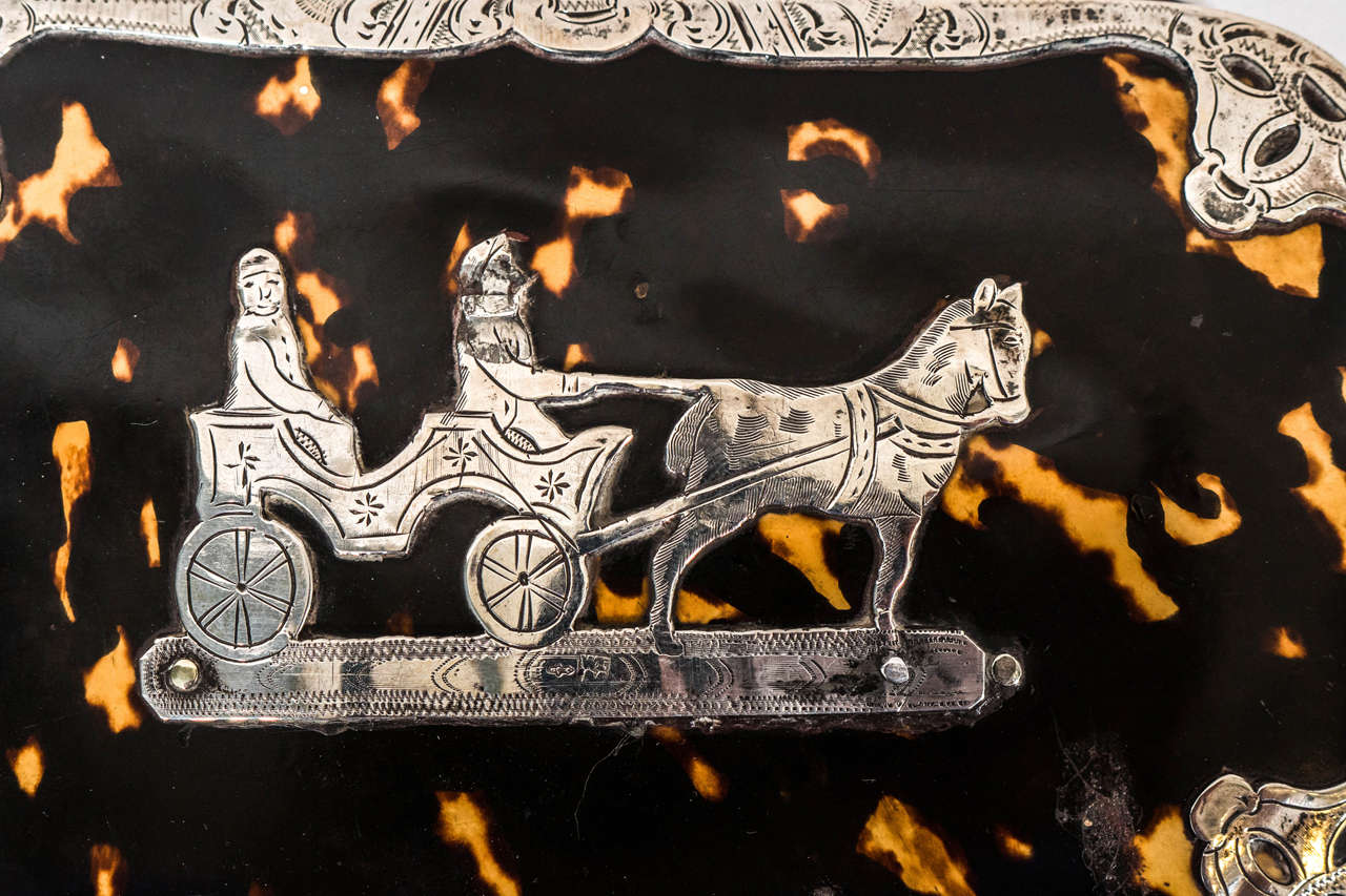 A Set of Three 19th Century Dutch Tortoiseshell Cigar Cases with Silver Mounts