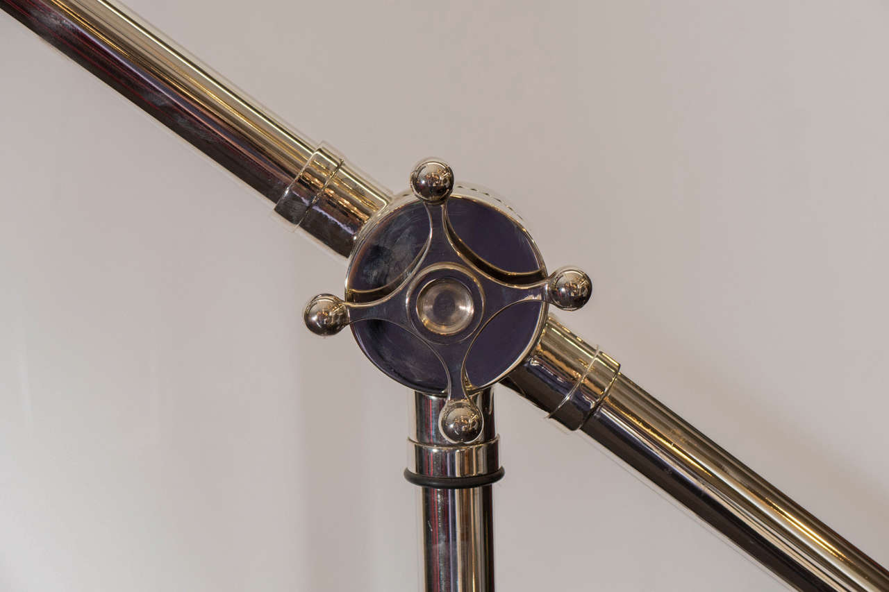 A Contemporary Large-Scale Adjustable Floor Lamp in Chrome by Thomas O'brien In Good Condition In Astoria, NY