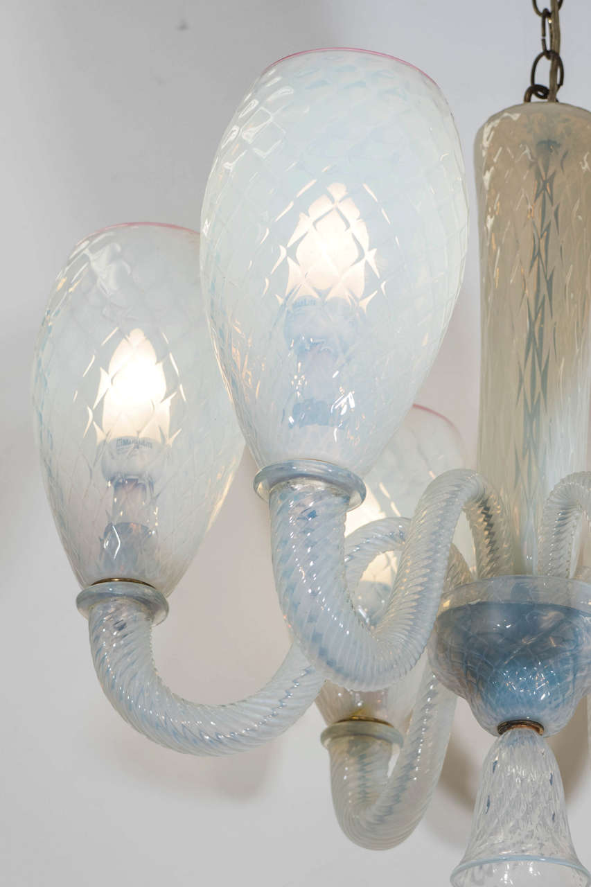 Italian Barovier & Toso Opaline Murano Glass Chandelier