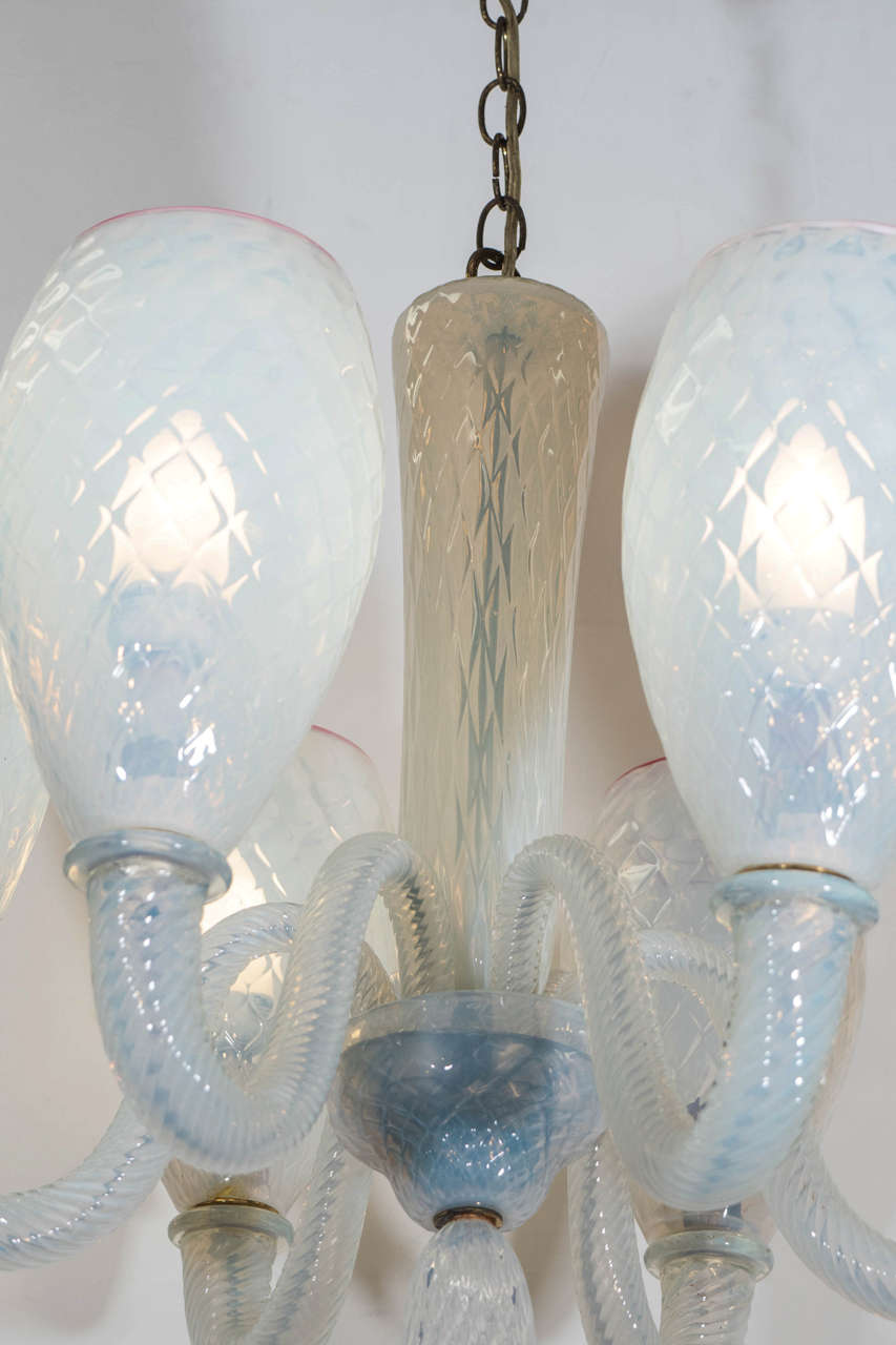 Barovier & Toso Opaline Murano Glass Chandelier In Good Condition In New York, NY