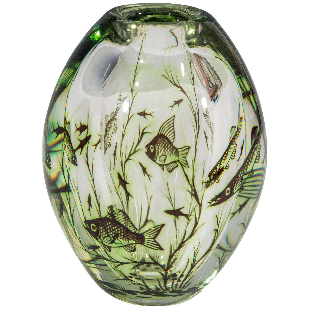 A Midcentury Orrefors Glass 'Graal' Vase by Edward Hald at 1stDibs