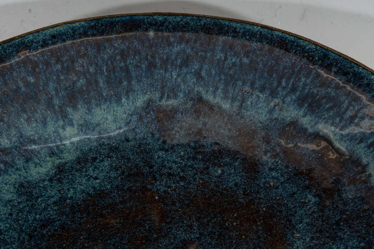Glazed Japanese Dark Blue Stoneware Charger