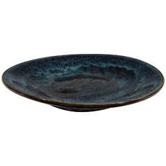 Japanese Dark Blue Stoneware Charger