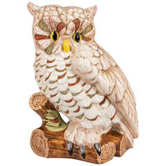 A Midcentury Ceramic Owl Accent Lamp
