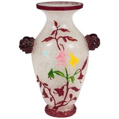 A Late 19th Century Chinese Cut-Glass Peking Vase with Decorative Floral Motif