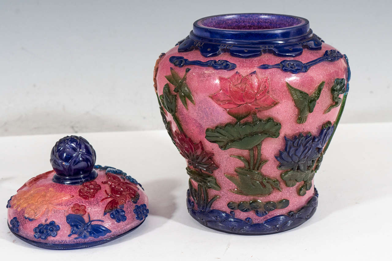 Chinese Late 19th Century Peking Rose Cut-Glass Ginger Jar 1