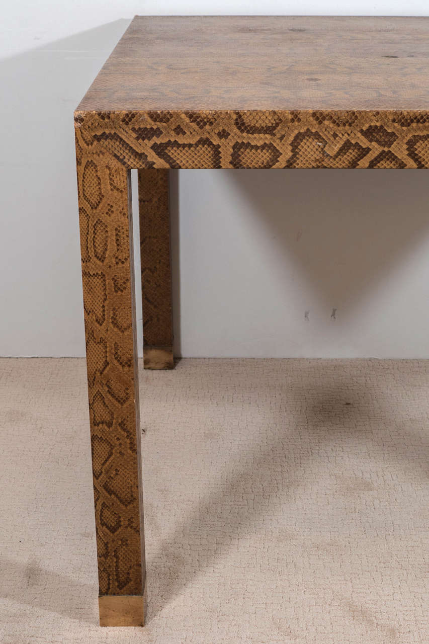 Mid-Century Modern A Midcentury Snakeskin Game Table in the Style of Karl Springer