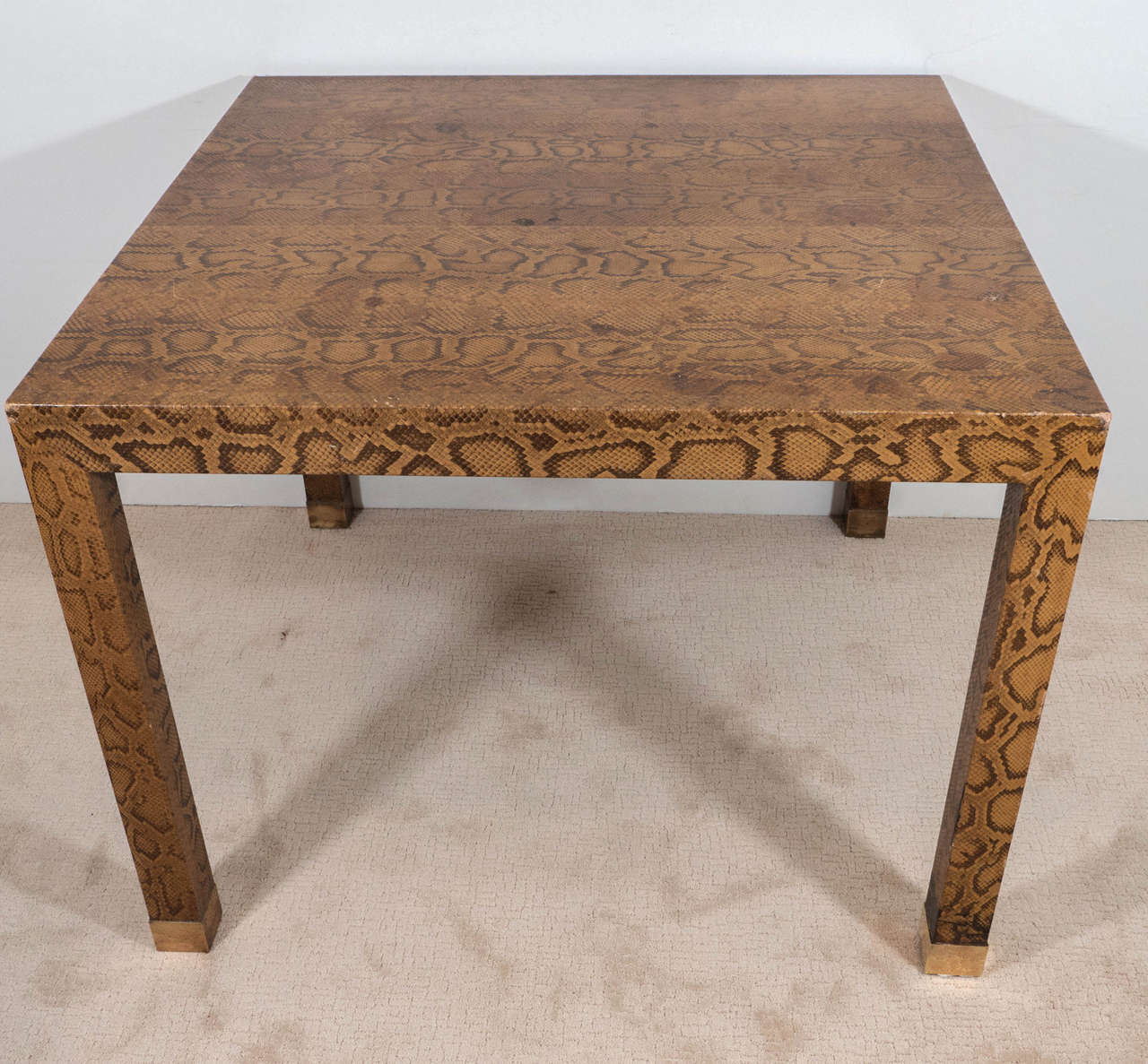 American A Midcentury Snakeskin Game Table in the Style of Karl Springer