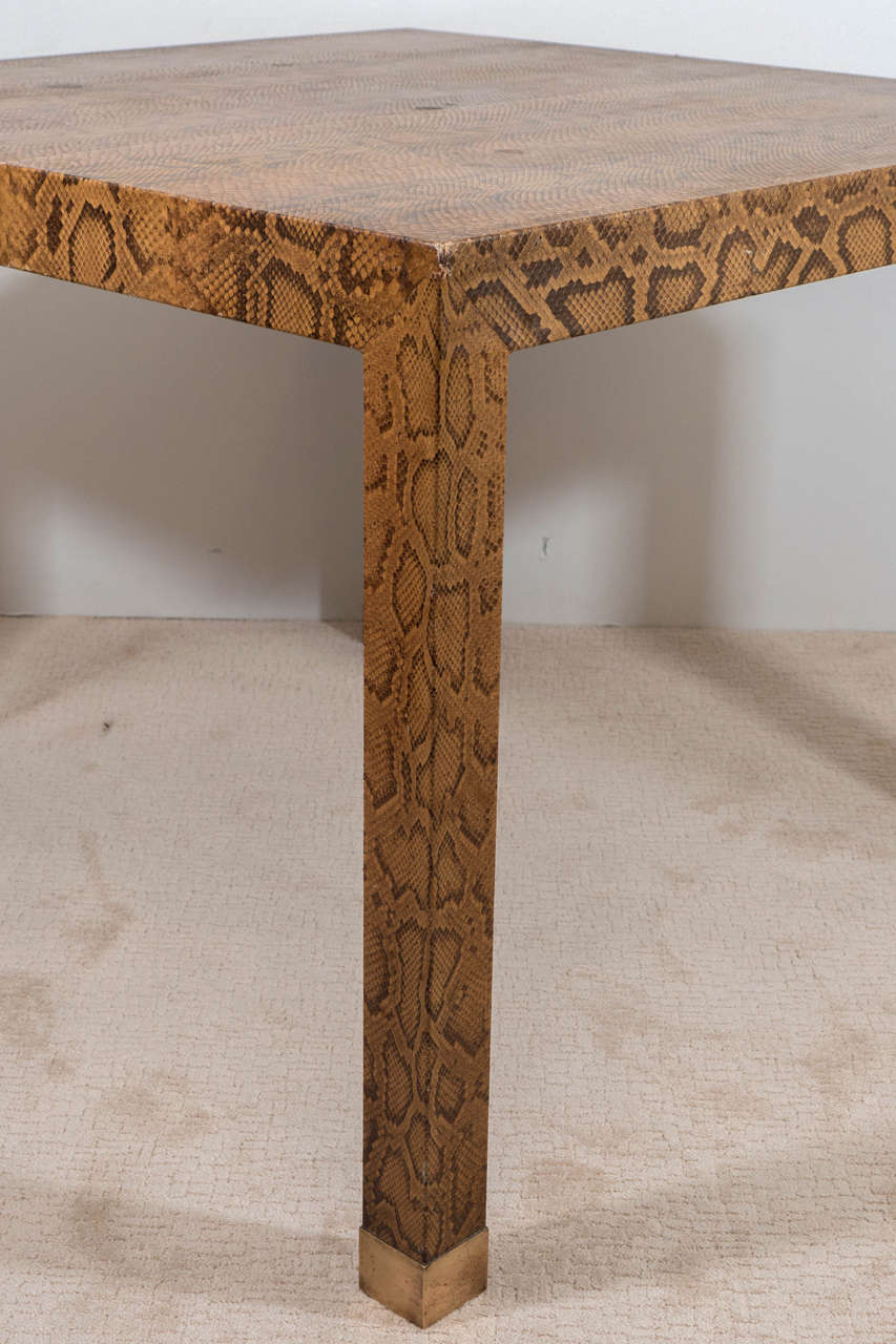 A Midcentury Snakeskin Game Table in the Style of Karl Springer 1