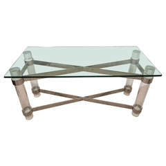 A Midcentury Nickle Plated Console Table in the Style of Karl Springer