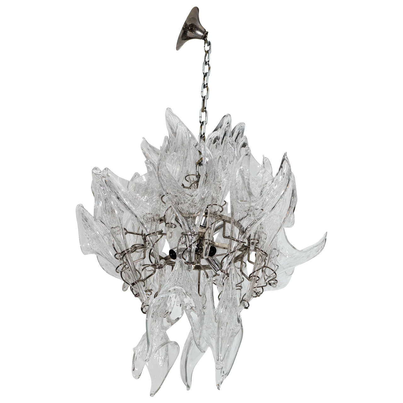 A Midcentury Murano Glass Chandelier For Sale