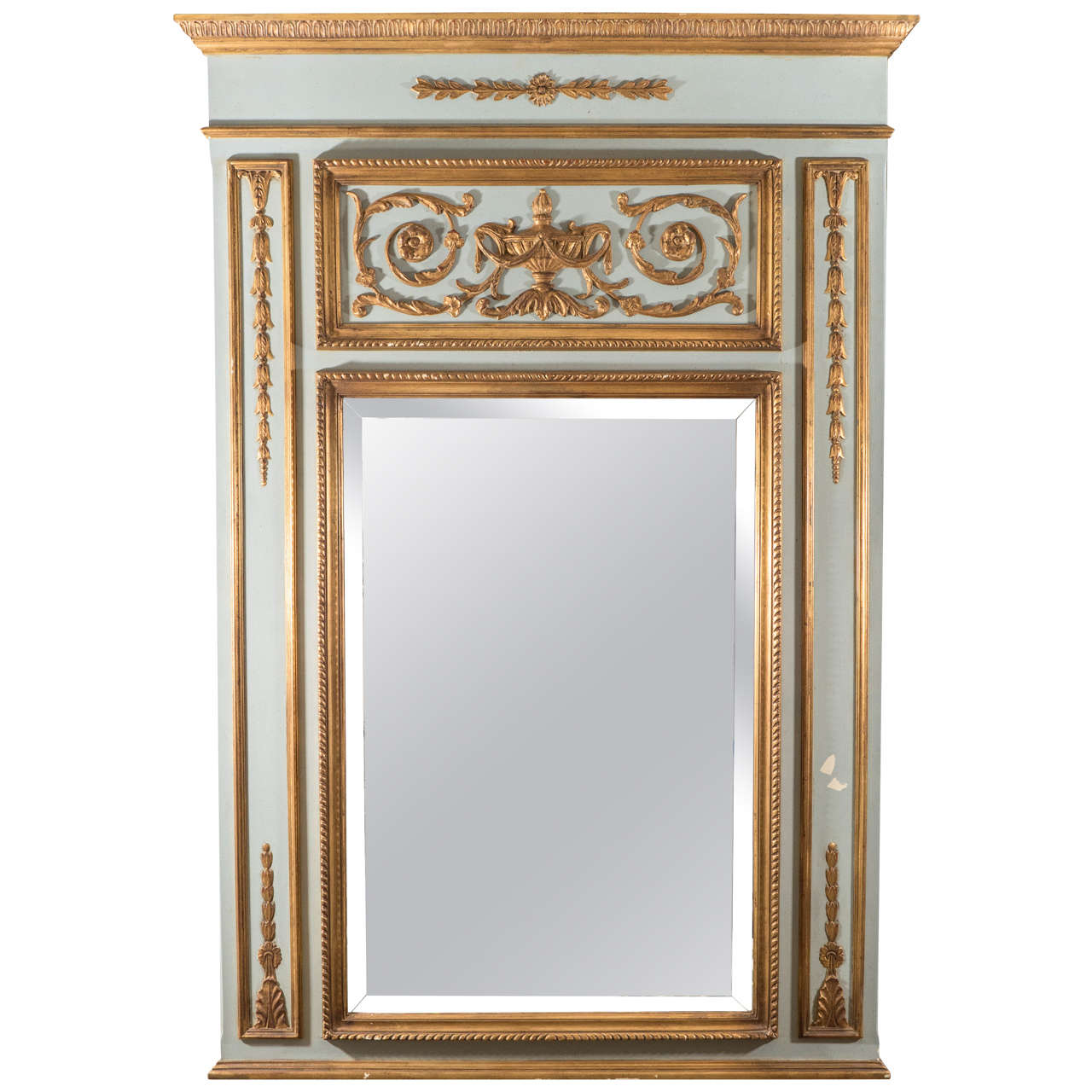 Hollywood Regency Italian Neoclassical Style Trumeau Wall Mirror