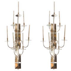 A Pair of Midcentury Eight-Light Candelabra Sconces A Pair of Midcentury Eight-Light Candelabra Sconces