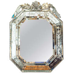 A Venetian Midcentury Beveled Wall Mirror