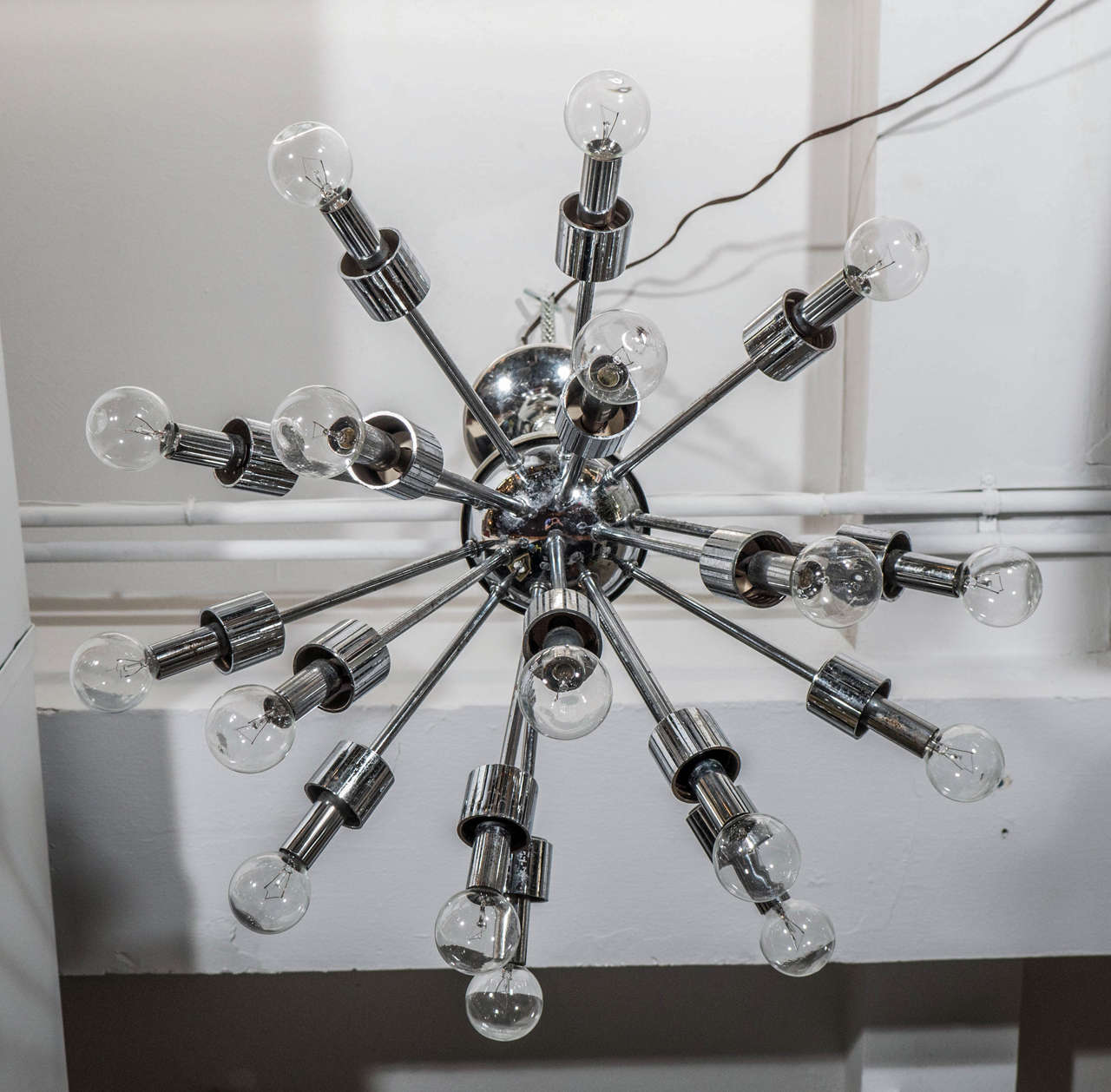 Midcentury Chrome Sputnik Chandelier with Radiating Lights