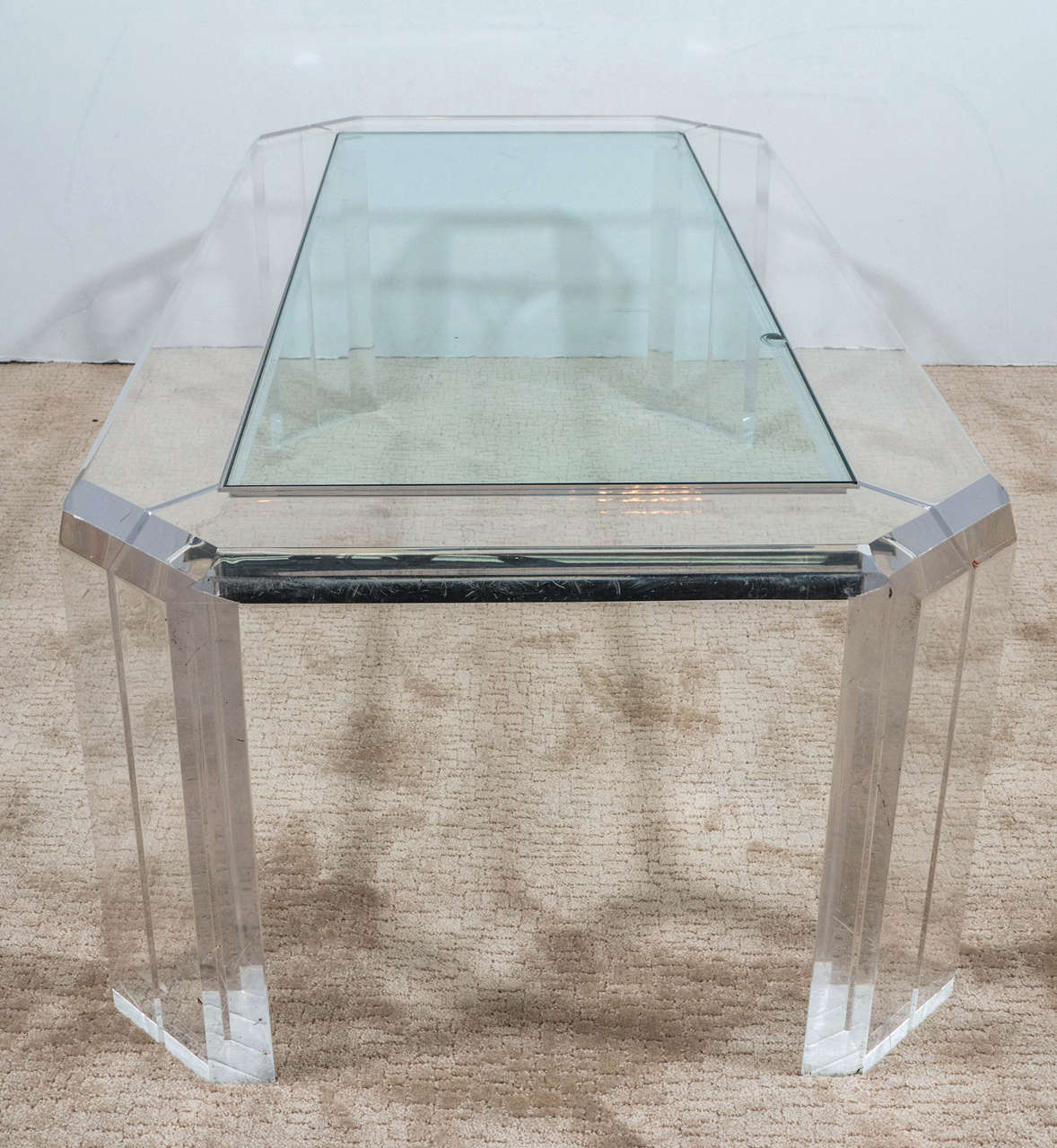 Charles Hollis Jones Modern Lucite and Glass Coffee Table In Good Condition In New York, NY