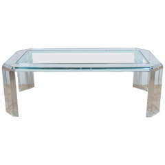 Charles Hollis Jones Modern Lucite and Glass Coffee Table