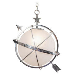 Art Deco Celestial Globe with Arrow Pendant Light by Lurelle Guild for Chase