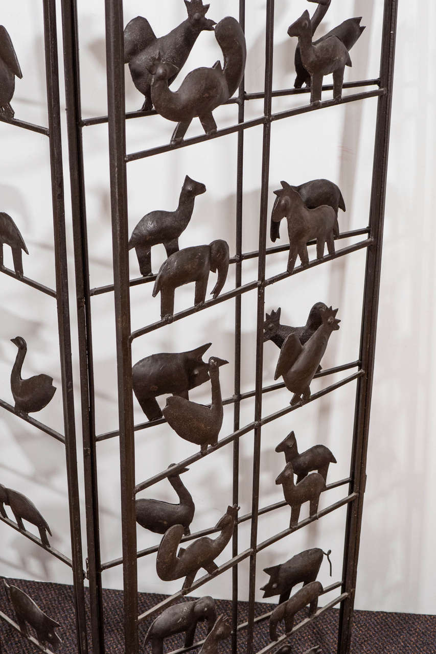 20th Century Wrought Iron Room Divider with Animal Motifs