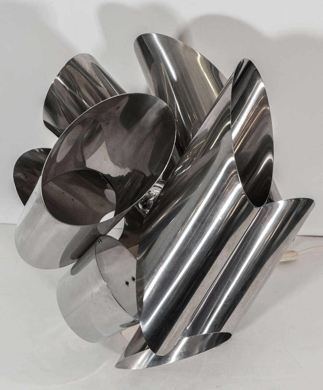  Spectacular Modernist Gaetano Sciolari Sculptural Chrome Table Lamp For Sale 1