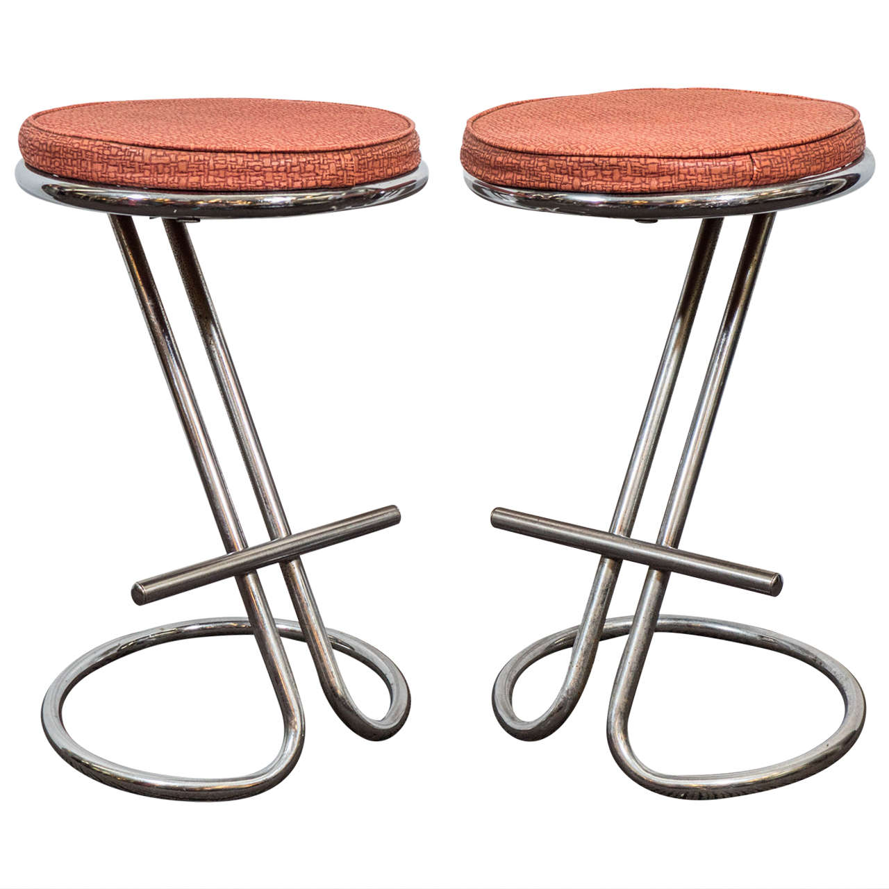 A Pair of Troy Sunshade Art Deco "Z" Stools in the Style of Gilbert Rohde
