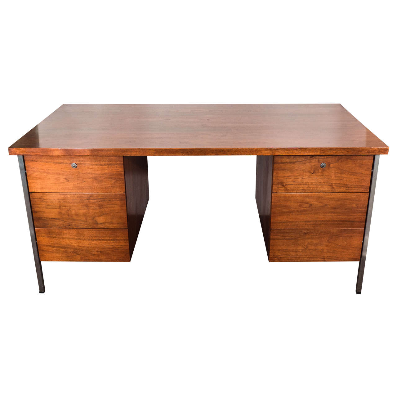 Midcentury Florence Knoll Walnut Desk on Chrome Legs at 1stDibs florence knoll desk, vintage