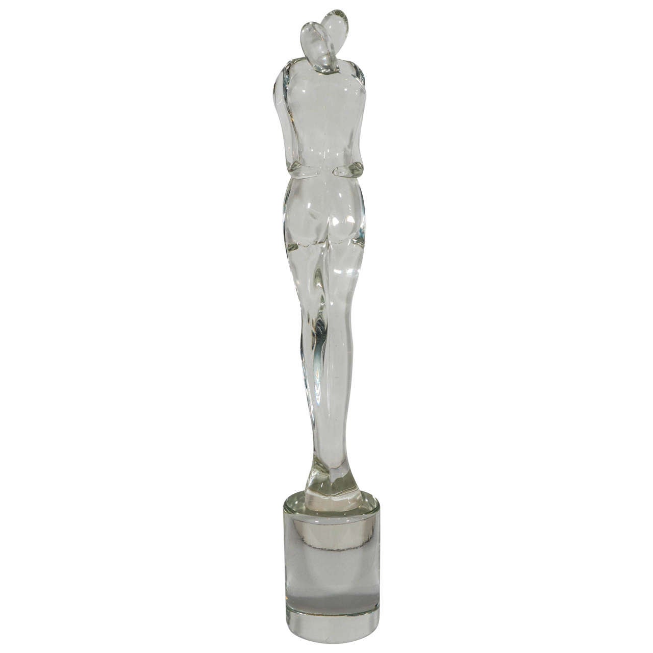A Midcentury Murano Glass Sculpture of a Couple Embracing Inspired by