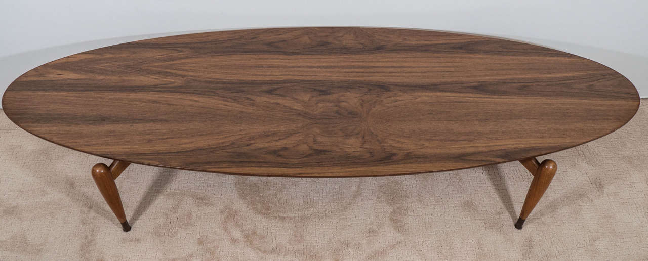 Midcentury Walnut Oval Coffee Table at 1stDibs