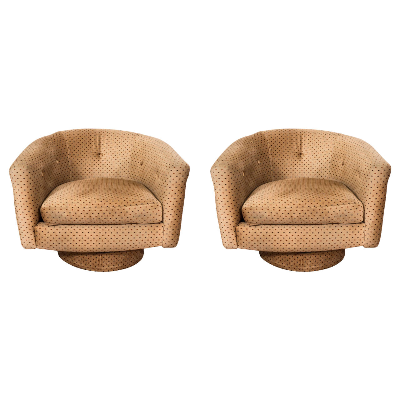 Midcentury Pair of Swivel Armchairs by Milo Baughman For Sale at 1stDibs