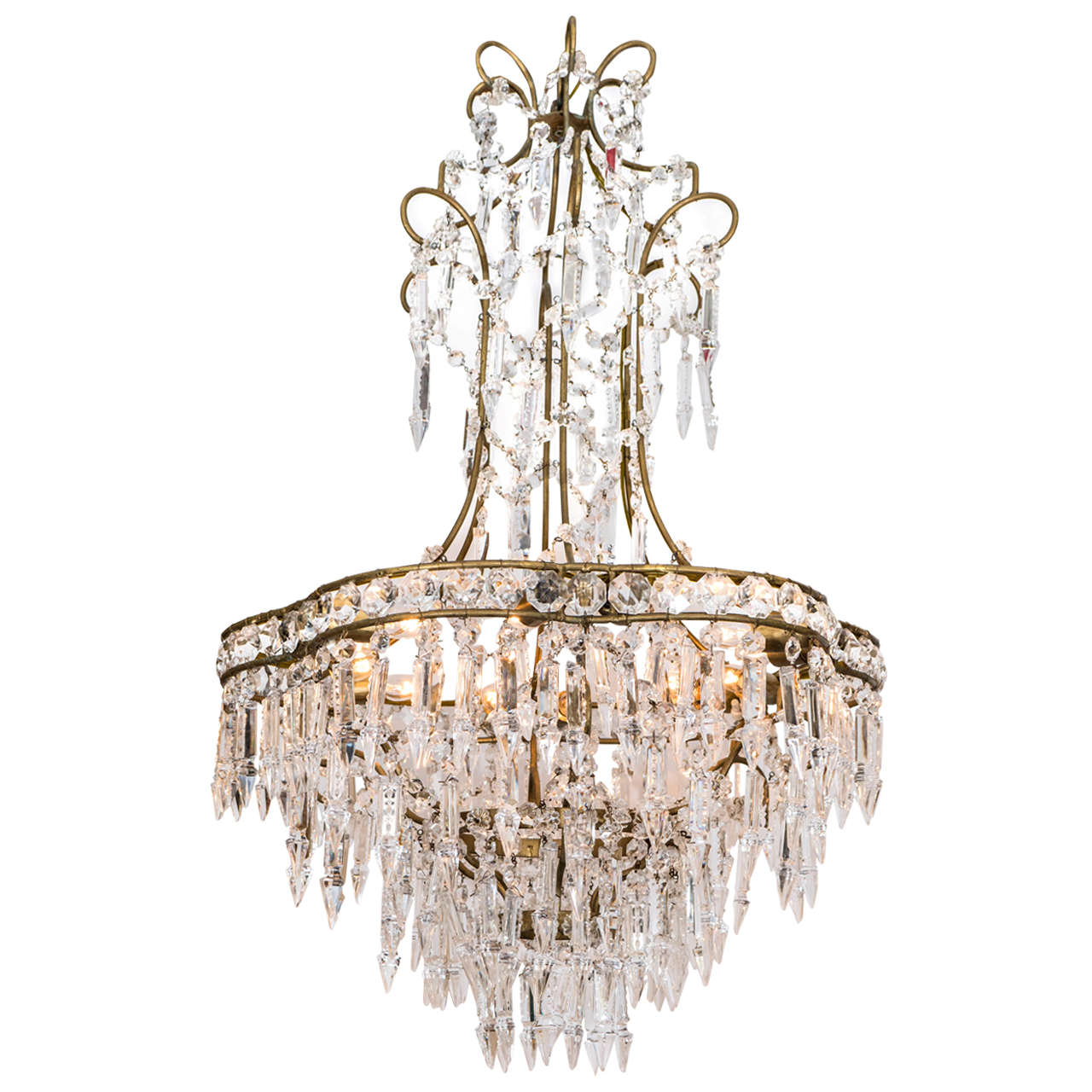 Midcentury Chandelier with Swarovski Cut Crystal Drops For Sale at 1stDibs